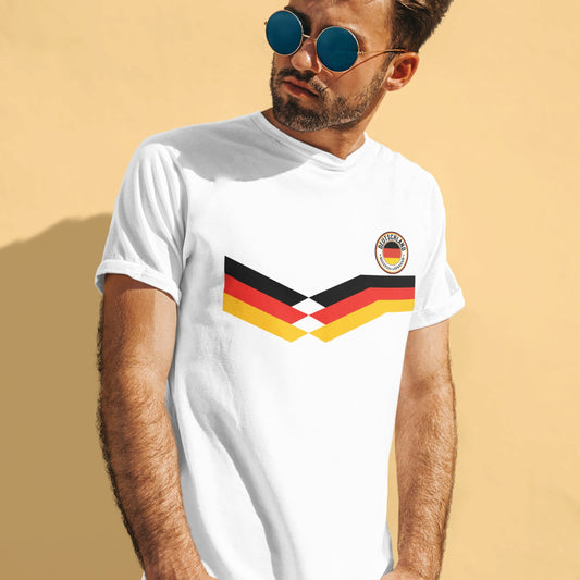 Mens Germany Football T-Shirt, New Style Retro Strip Patriotic Gift